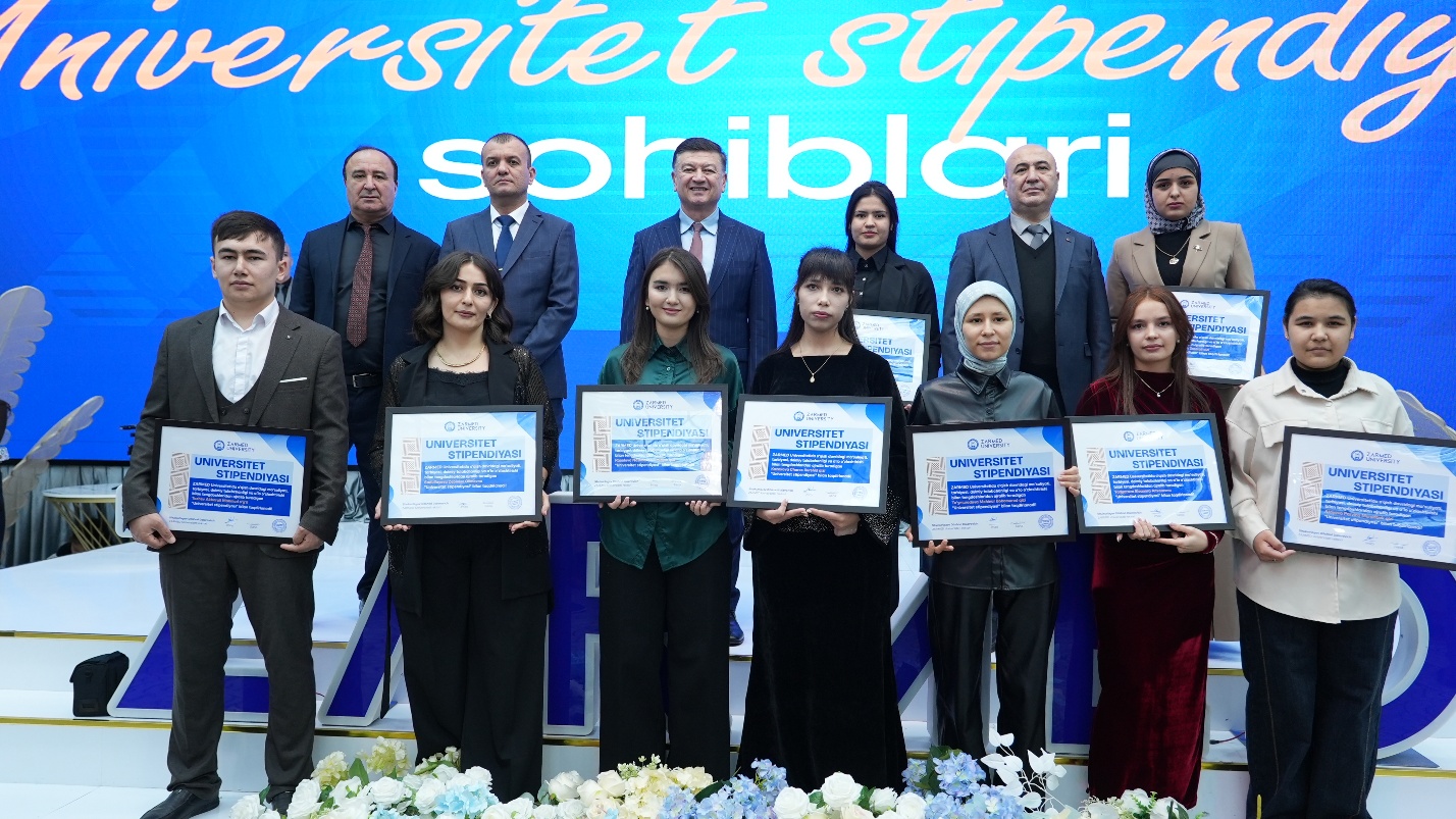 University scholarship recipients group photo
